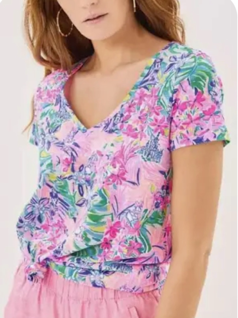 New with Tags Lilly Pulitzer Etta V-Neck Top in Multi Disney Dreamin SZ Large